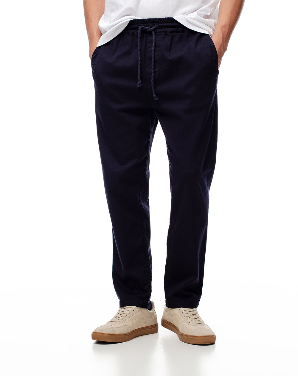 Pantalón regular fit tiro medio en drill azul