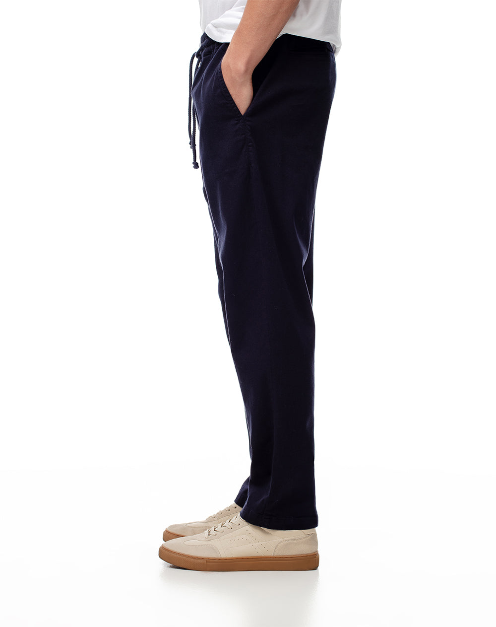 Pantalón regular fit tiro medio en drill azul