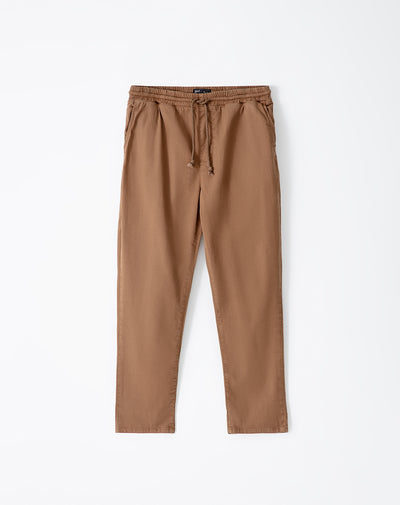 Pantalón regular drill algodón café hombre