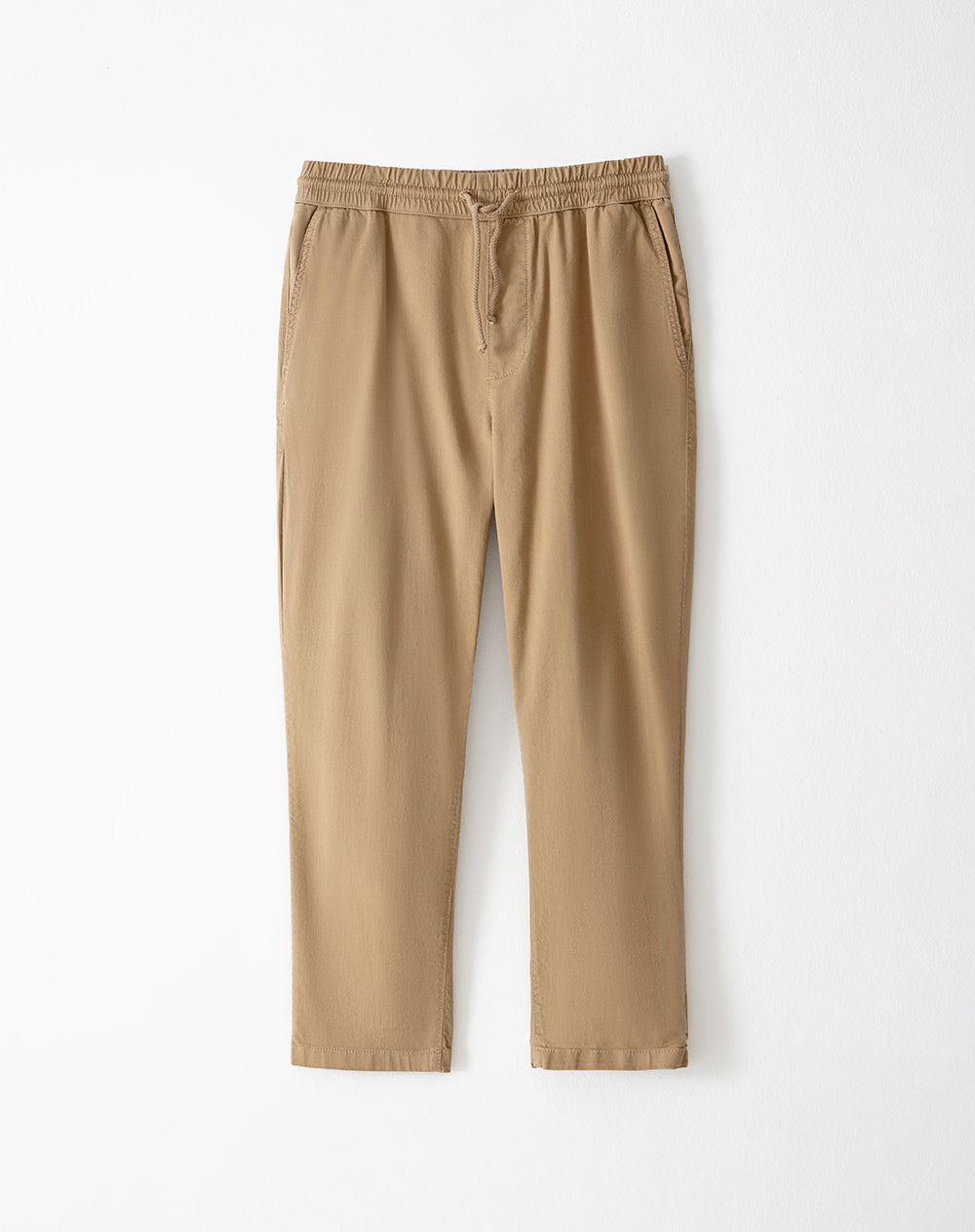 Pantalón regular fit tiro medio en drill habano