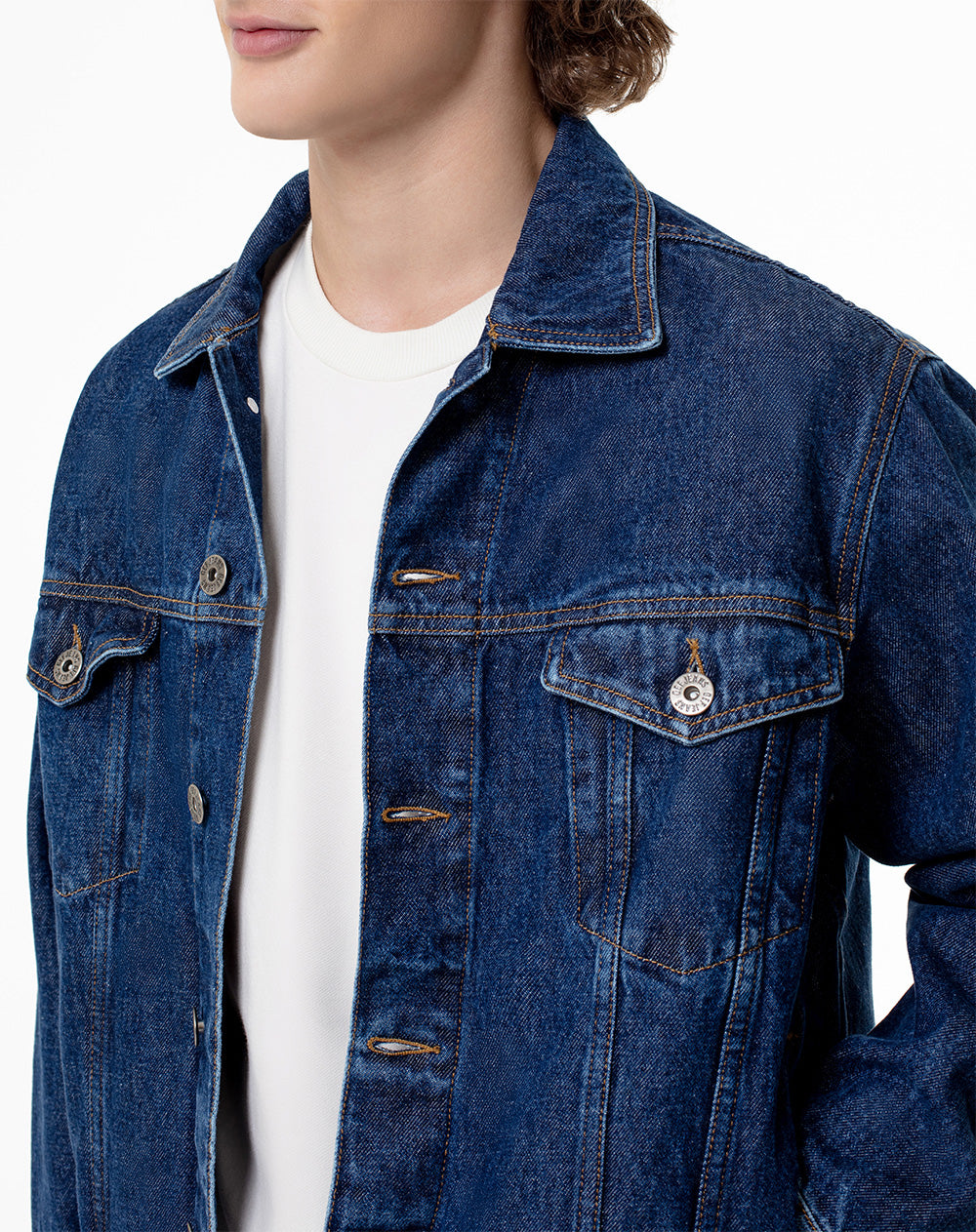 Chaqueta regular fit sin capucha índigo medio