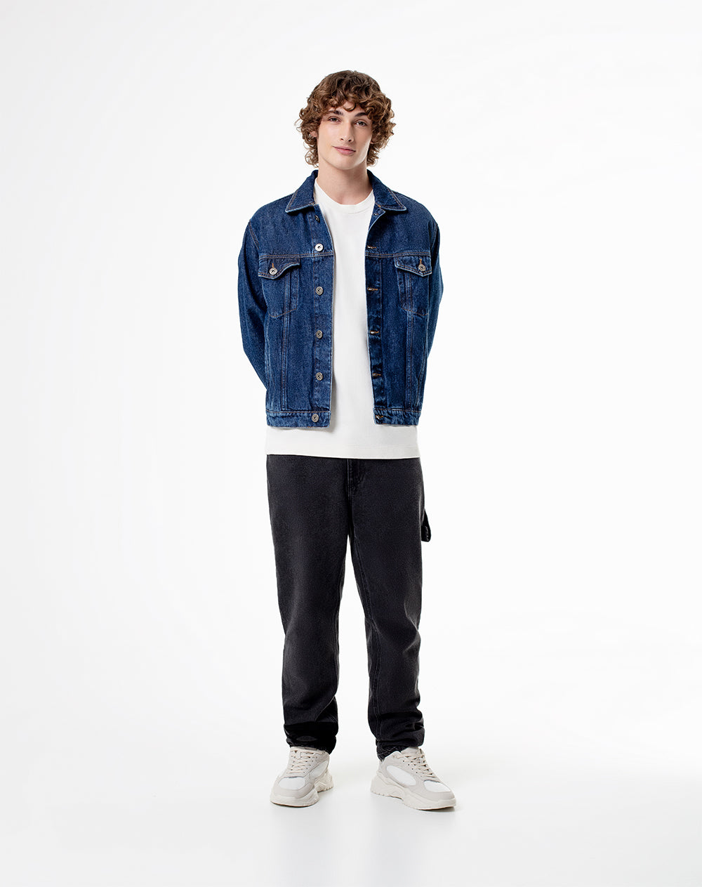 Chaqueta regular fit sin capucha índigo medio