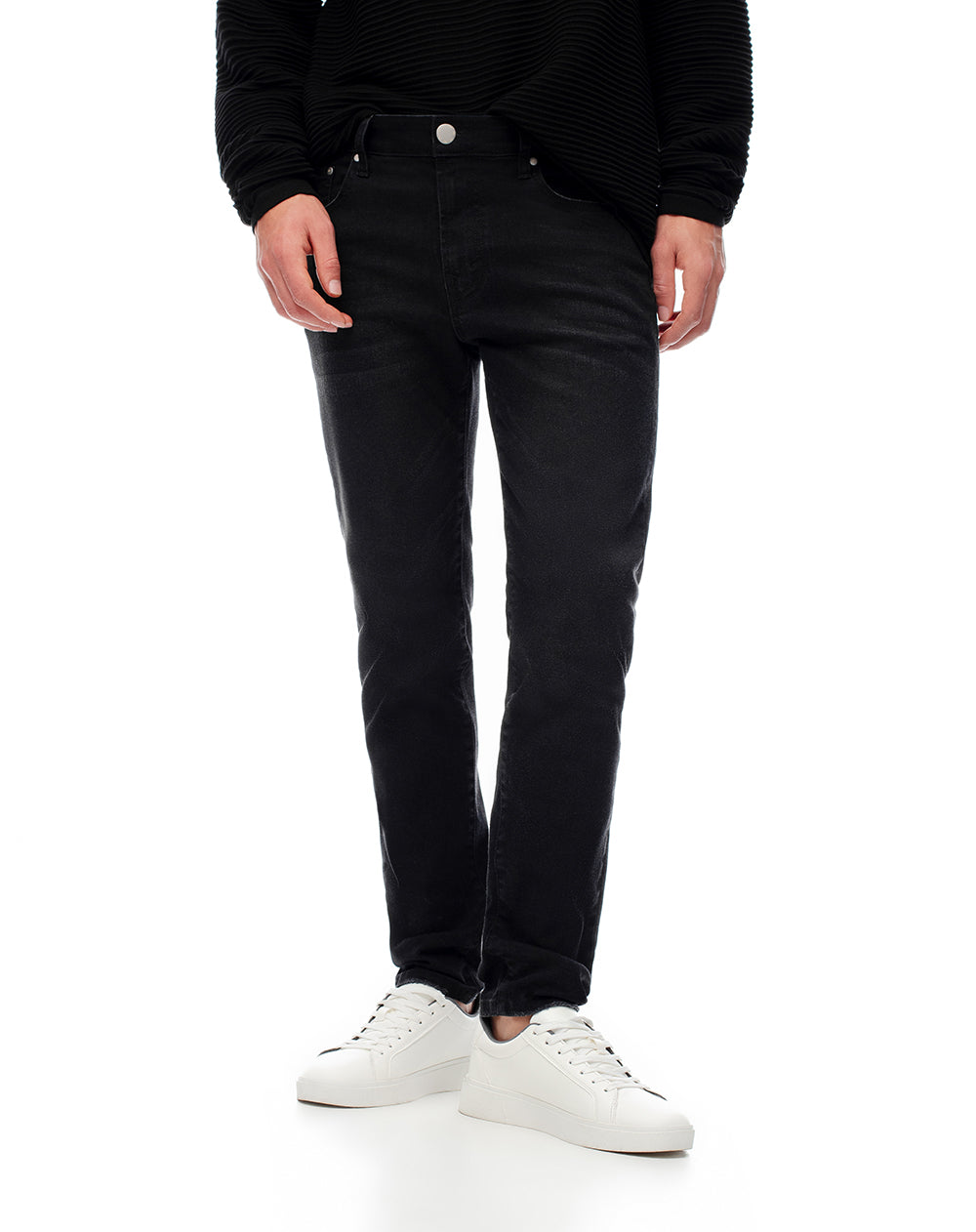 Jean skinny fit tiro medio denim negro
