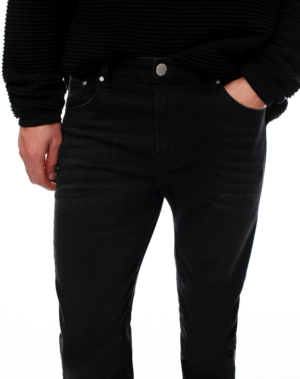 Jean skinny fit tiro medio denim negro