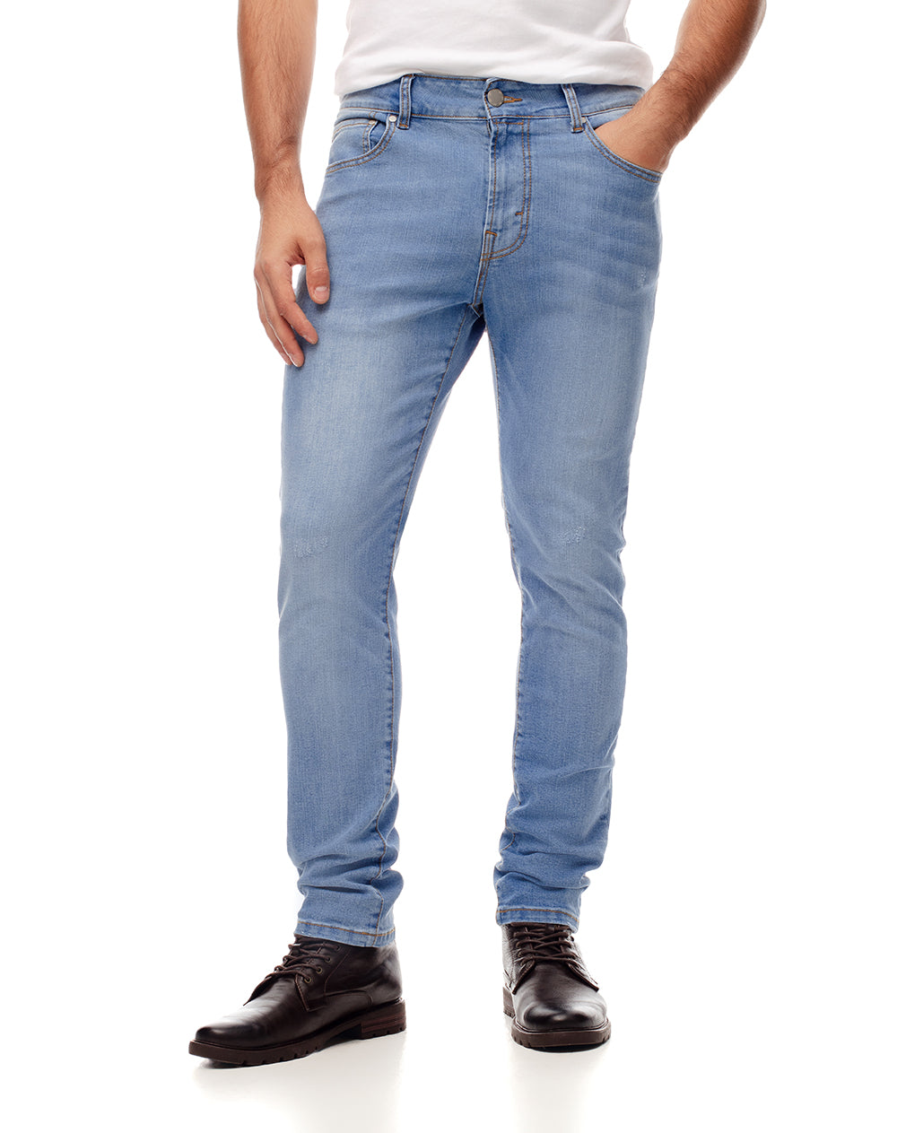 Jean skinny fit tiro medio indigo claro