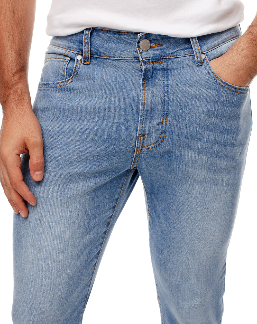 Jean skinny fit tiro medio indigo claro