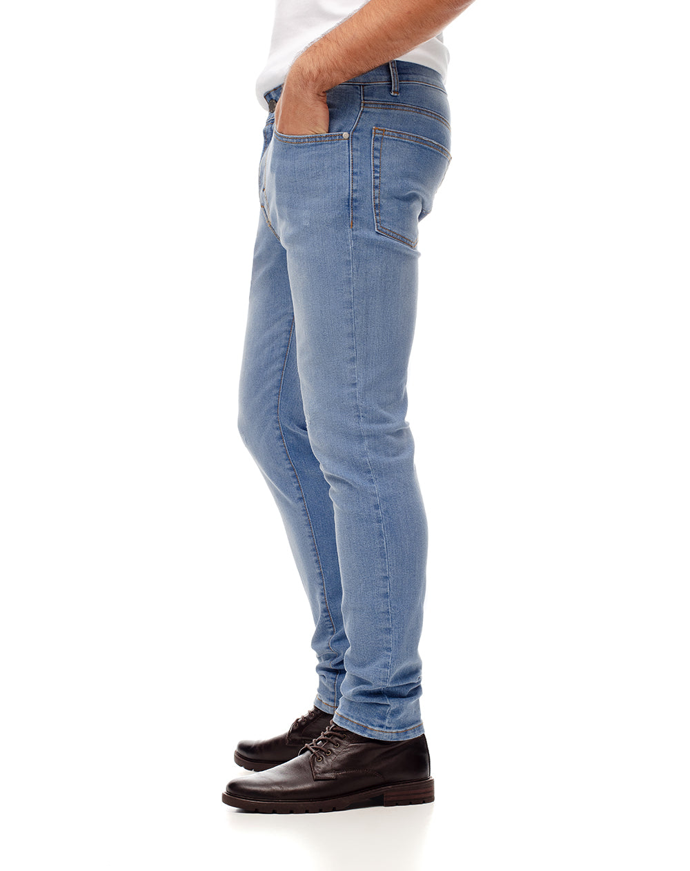 Jean skinny fit tiro medio indigo claro