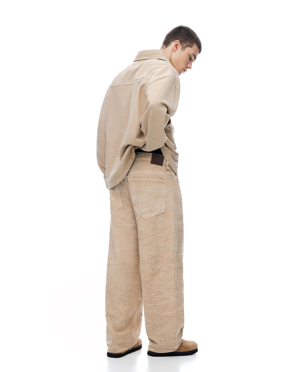 Jean baggy fit tiro medio cafe hombre