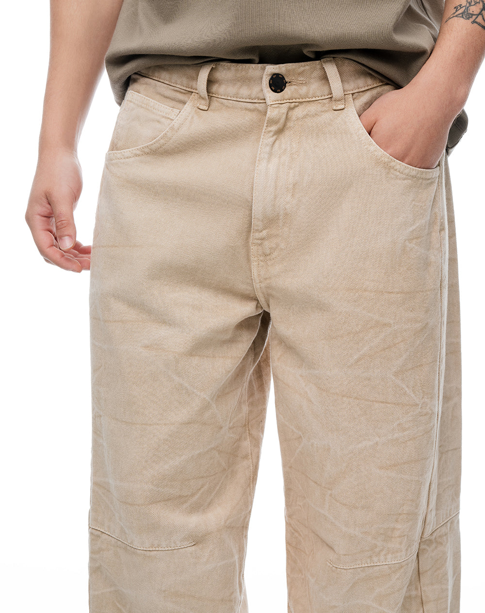 Jean baggy tiro medio café hombre