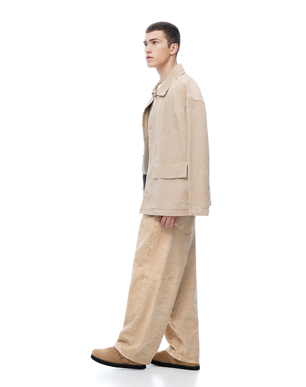 Jean baggy tiro medio café hombre
