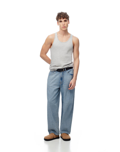 Jean loose algodón índigo medio hombre
