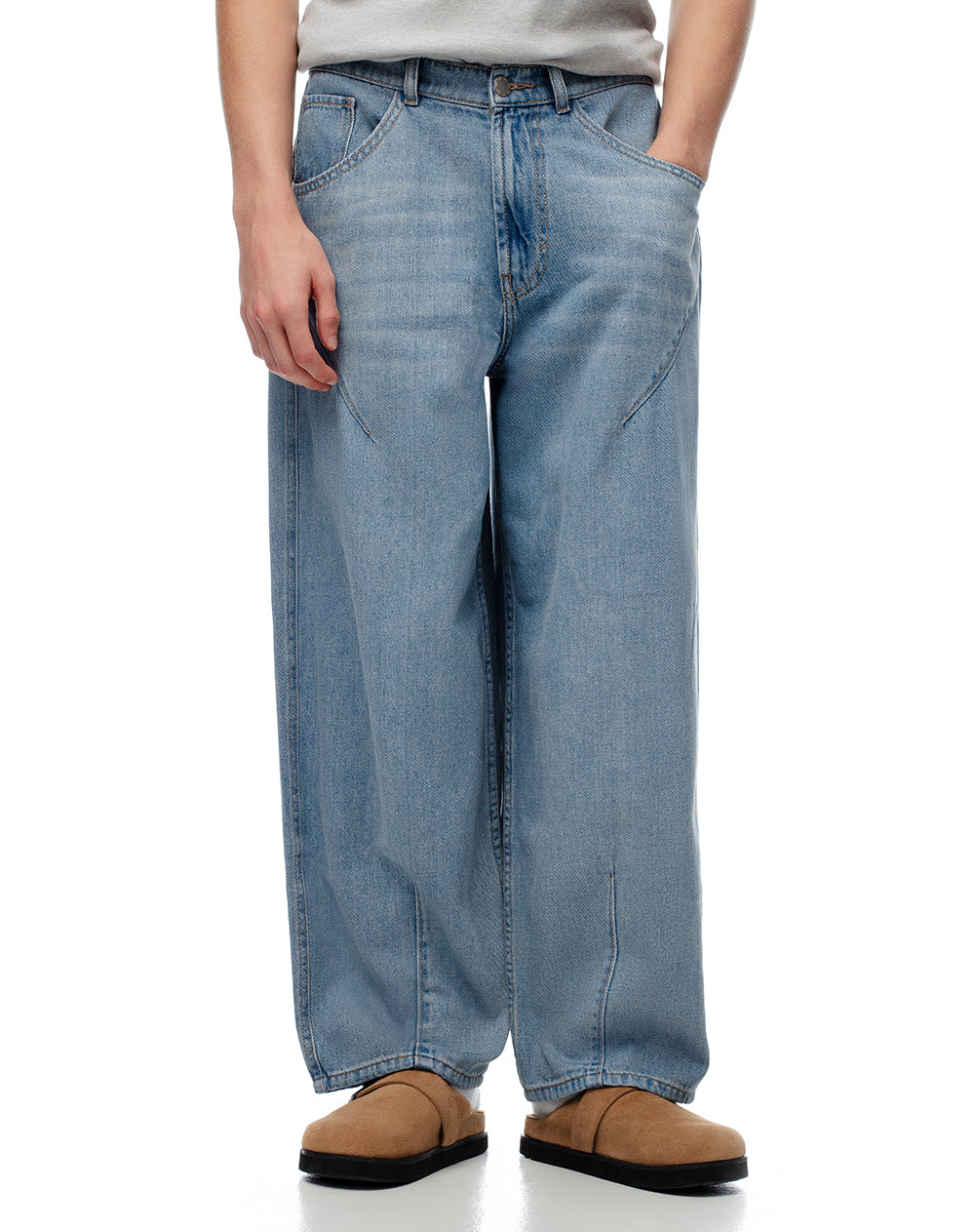 Jean loose algodón índigo medio hombre