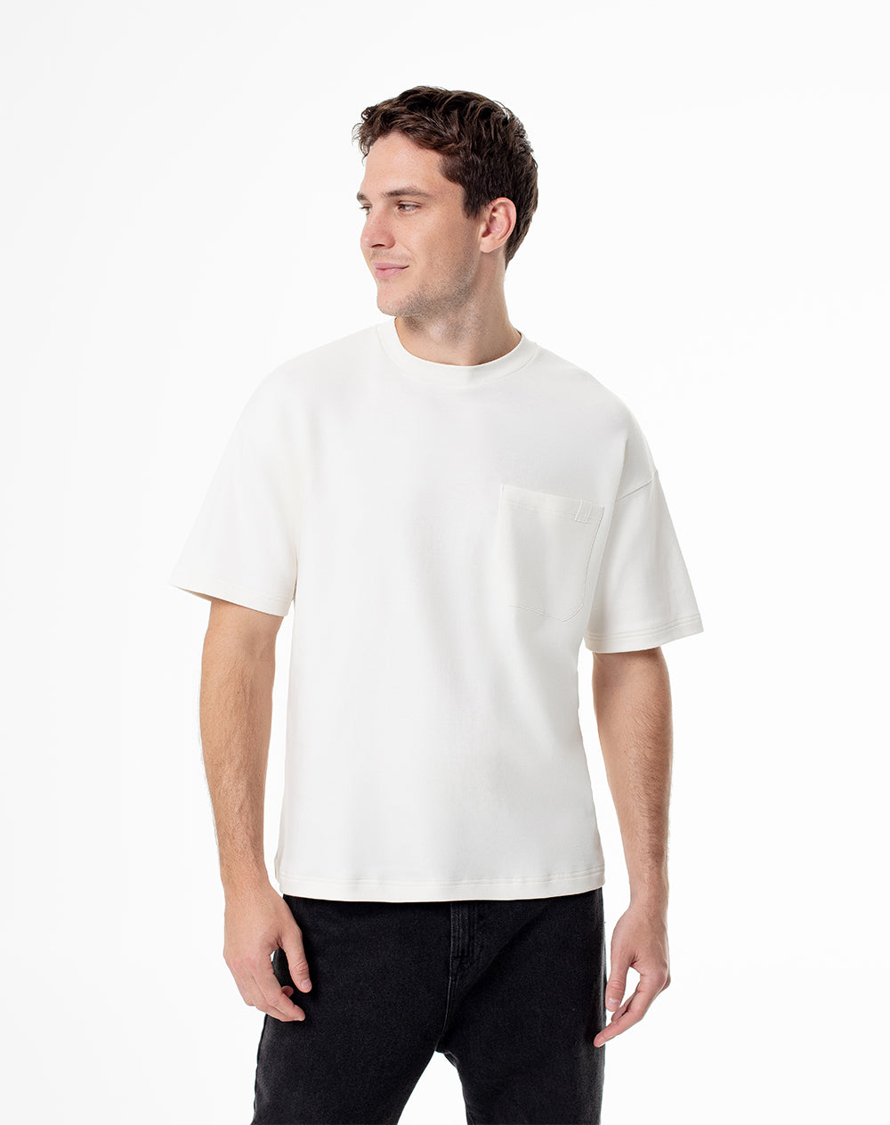 Camiseta oversized fit manga corta vainilla