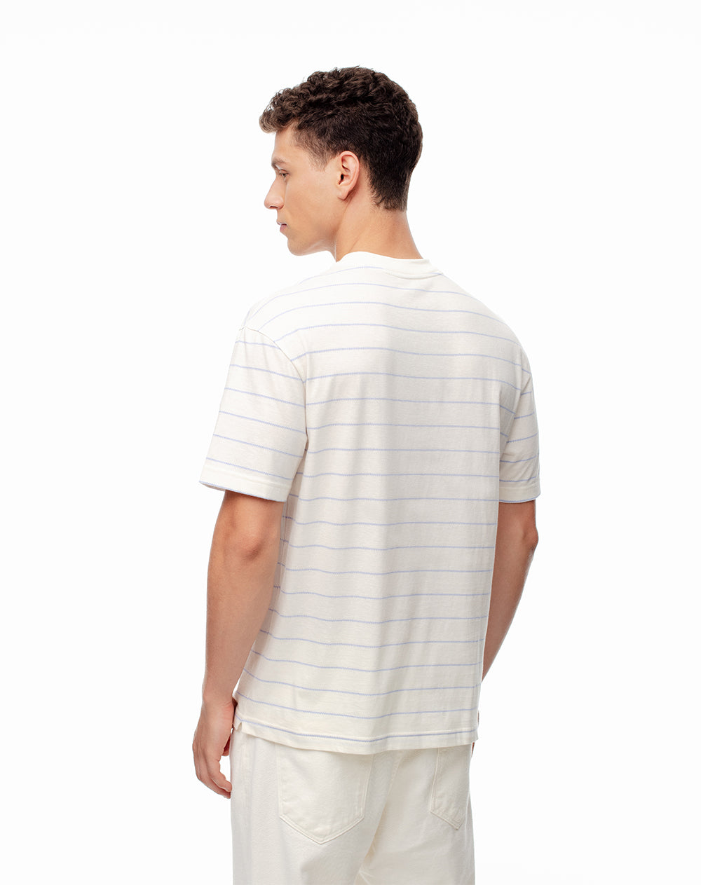 Camiseta regular fit manga corta habano rayas