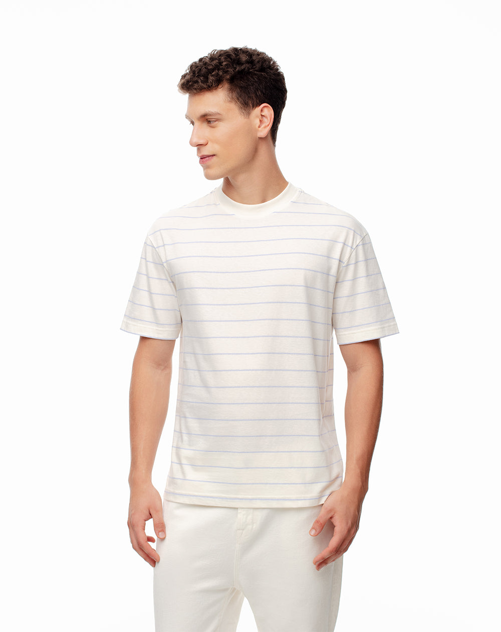 Camiseta regular fit manga corta habano rayas