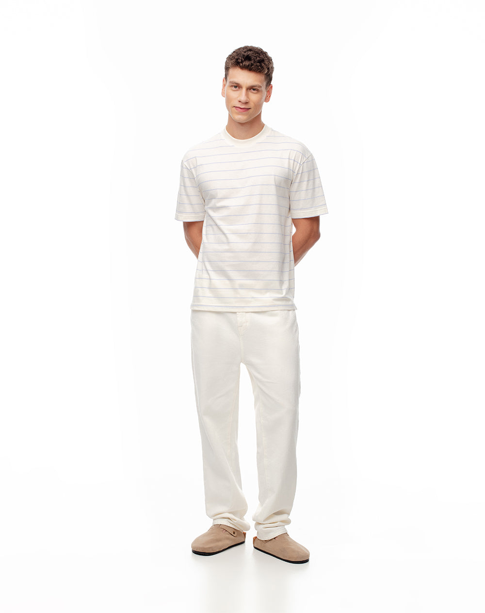 Camiseta regular fit manga corta habano rayas