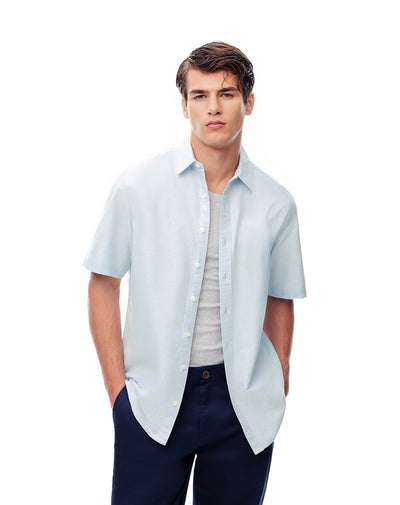 Camisa regular fit manga corta azul
