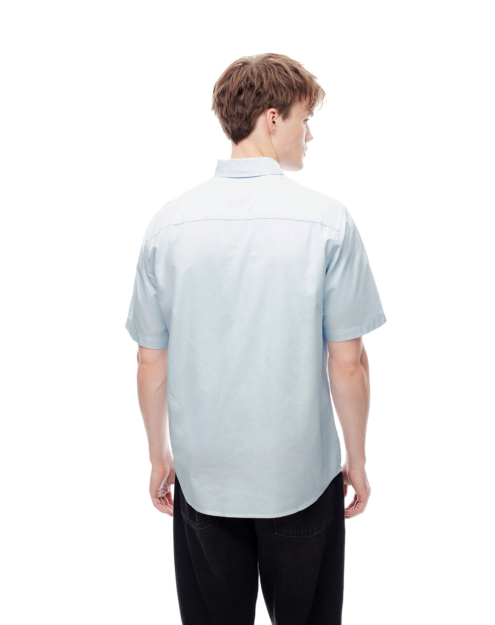 Camisa regular fit manga corta azul