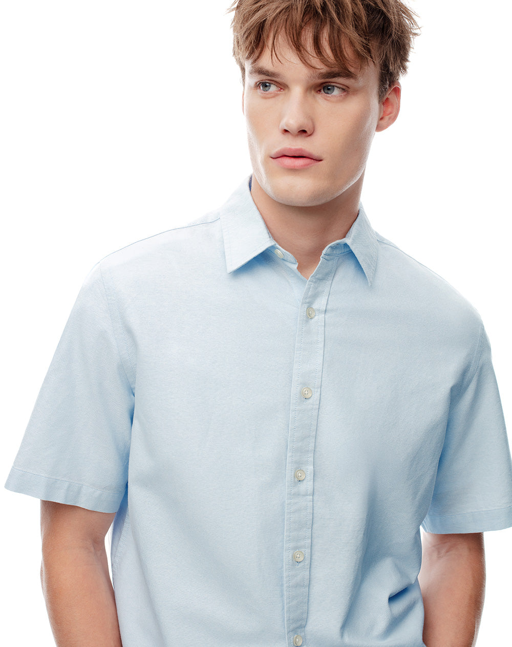 Camisa regular fit manga corta azul