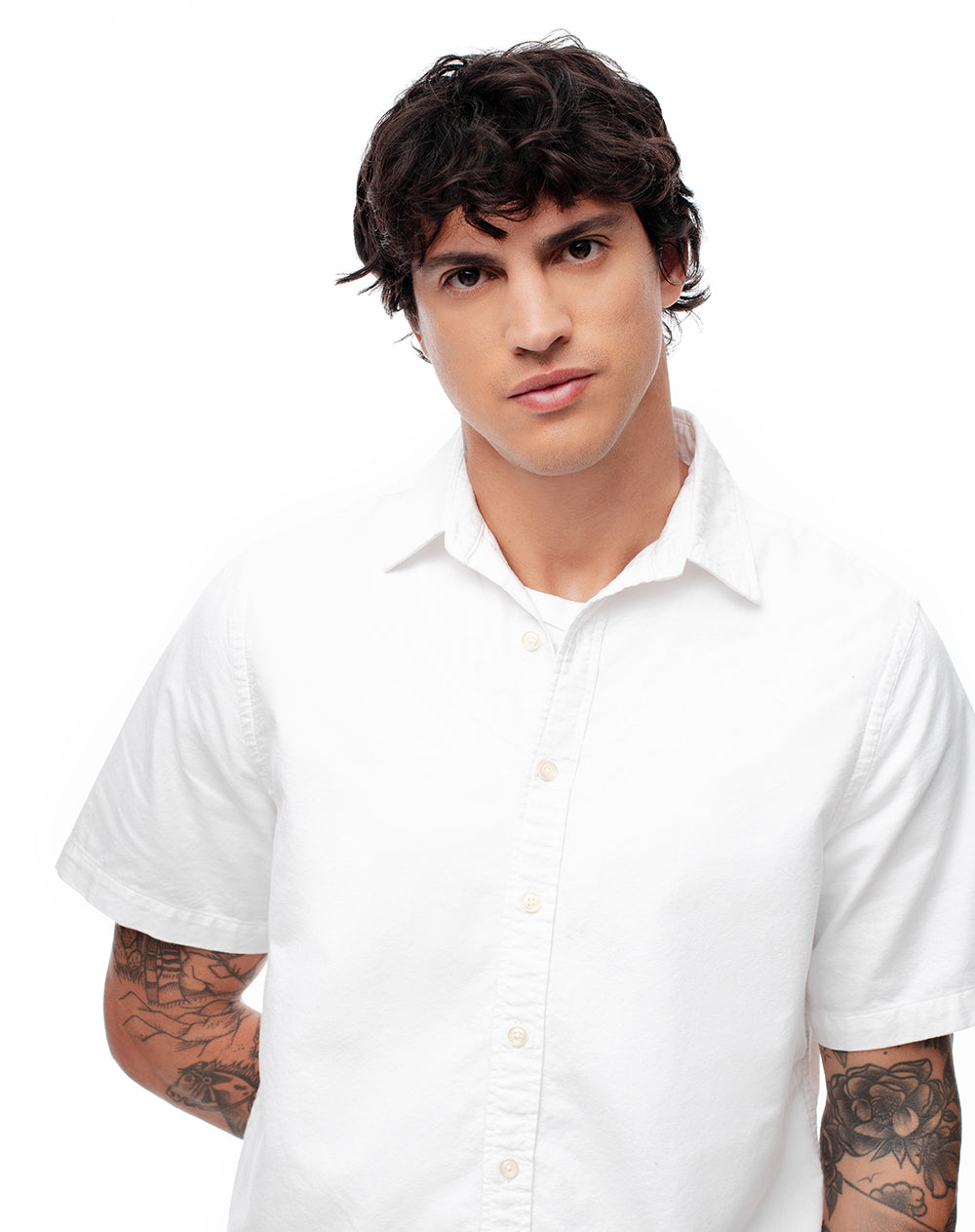 Camisa regular fit manga corta blanca