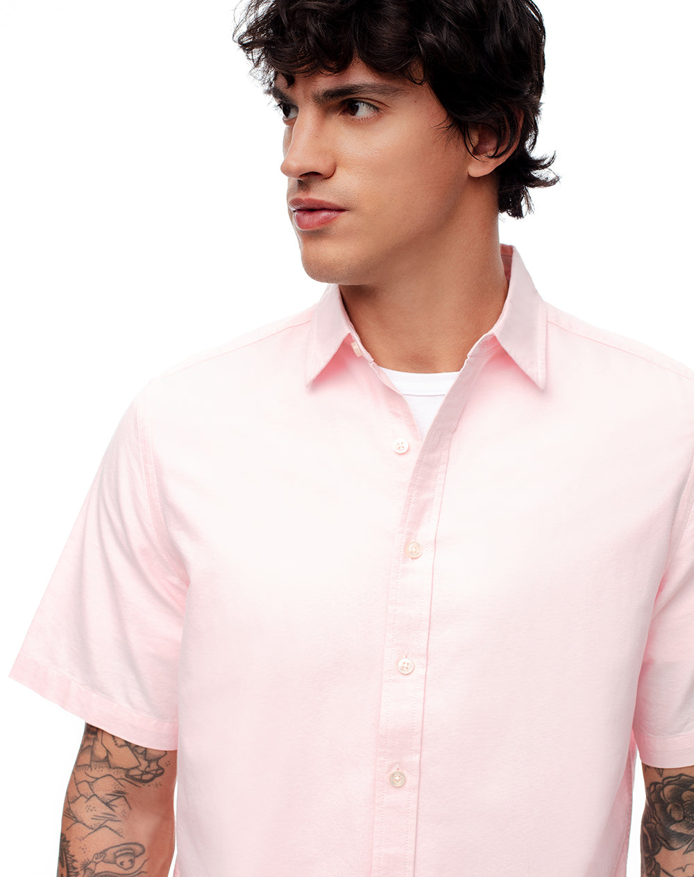Camisa regular fit manga corta rosada