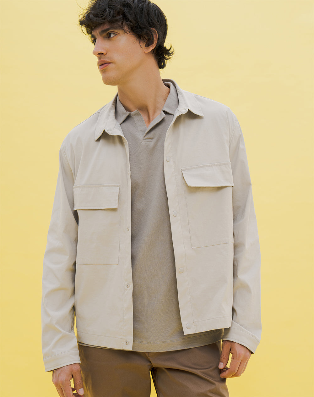 Chaqueta regular fit sin capucha habana