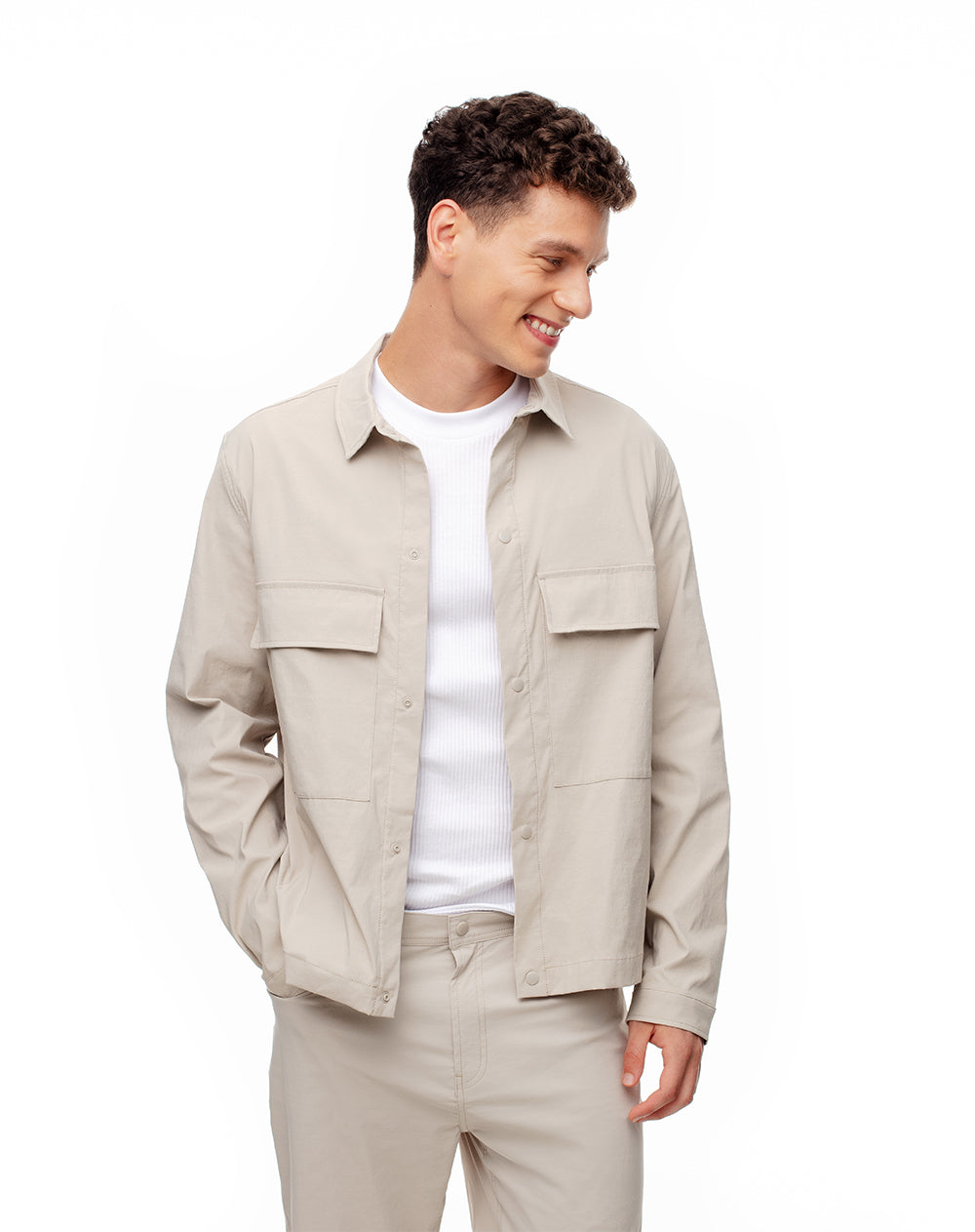 Chaqueta regular fit sin capucha habana