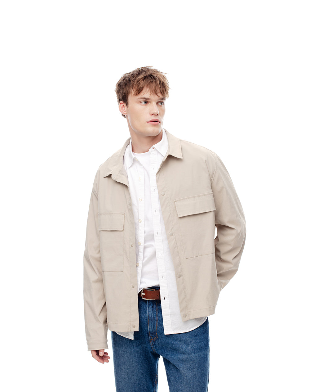 Chaqueta regular fit sin capucha habana