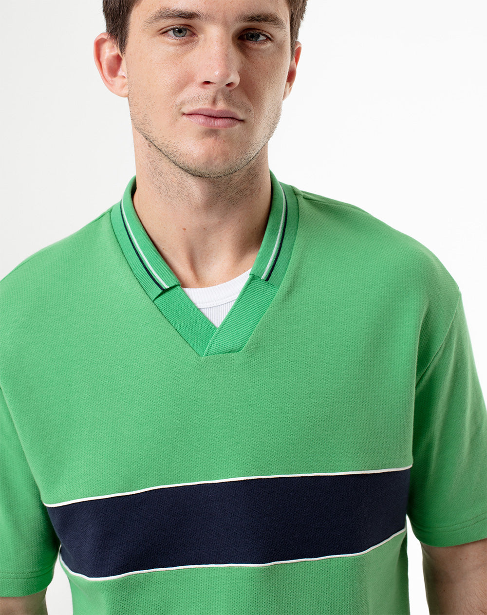 Polo regular fit verde con bloques