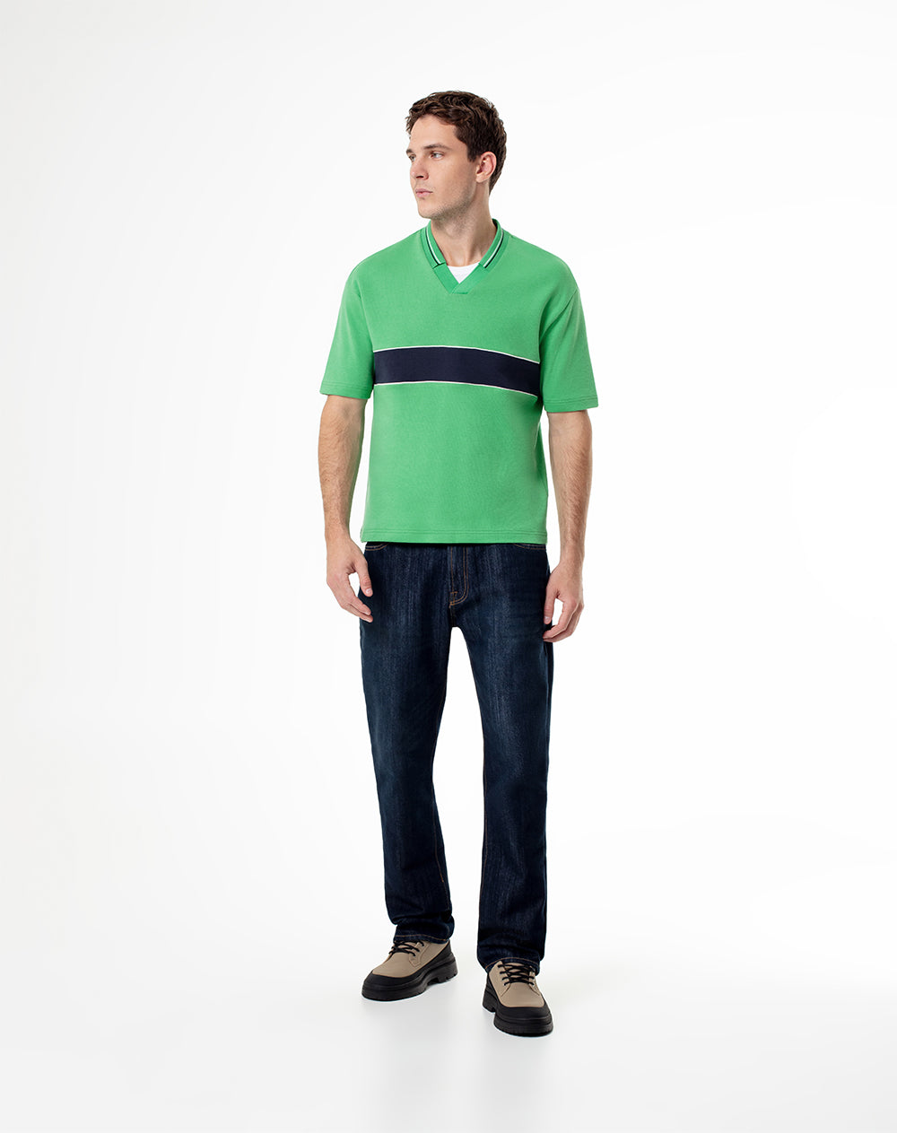 Polo regular fit verde con bloques