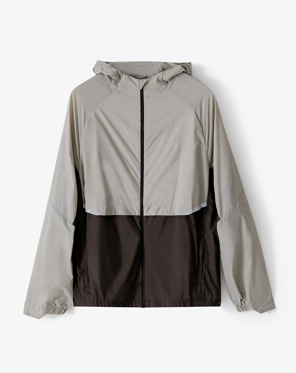 Chaqueta regular con capucha taupe bloques hombre