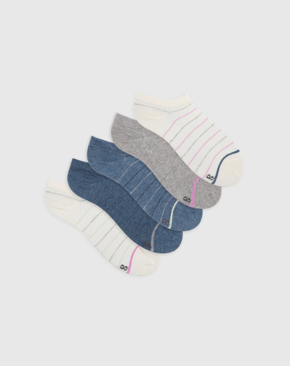 Medias para niña tobilleras cortas algodón pack x5unds surtidas rayas