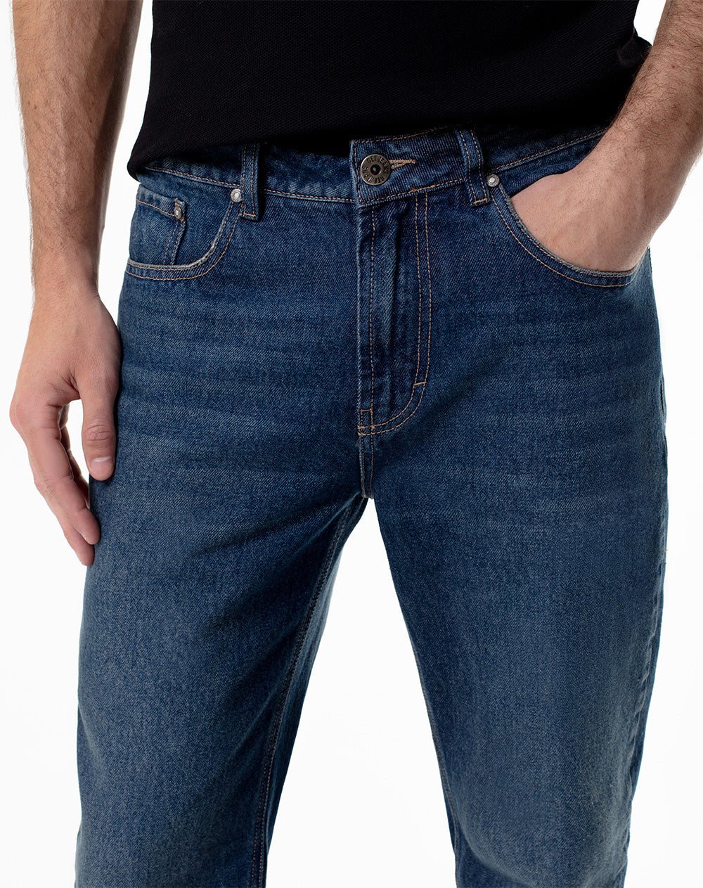 Jean regular fit tiro medio indigo oscuro