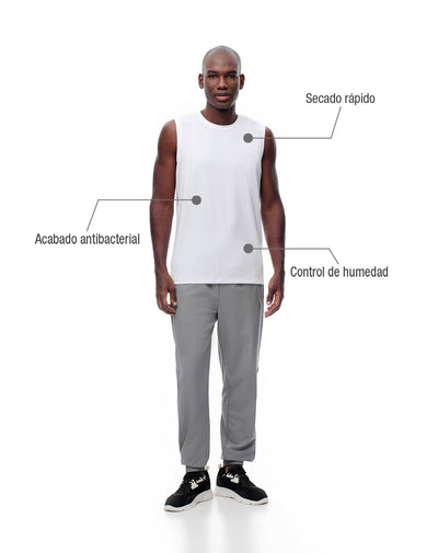 Camisilla deportiva antibacterial blanca hombre