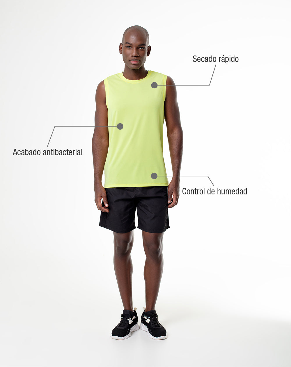 Camisilla deportiva antibacterial verde hombre