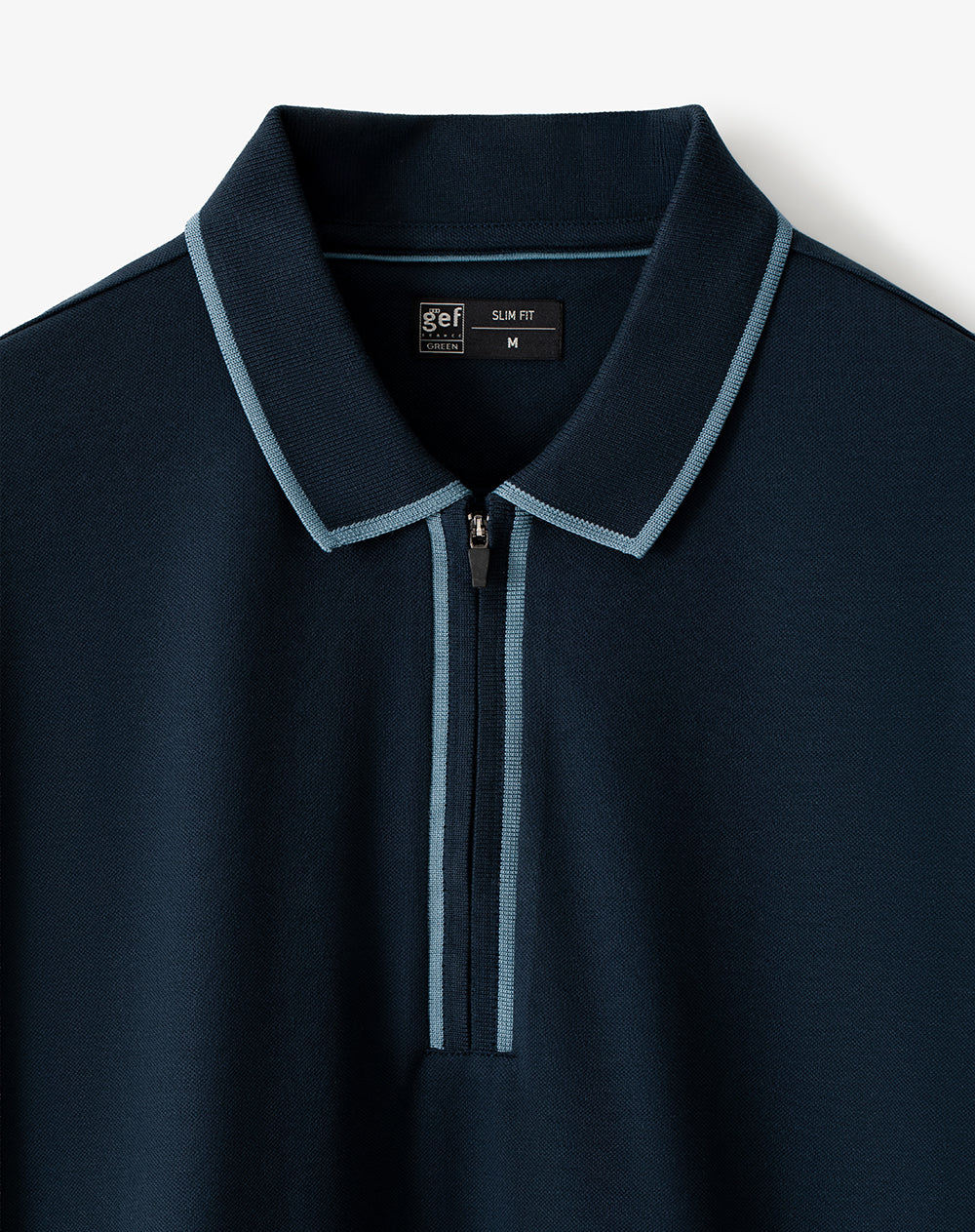 Polo half zip regular azul hombre