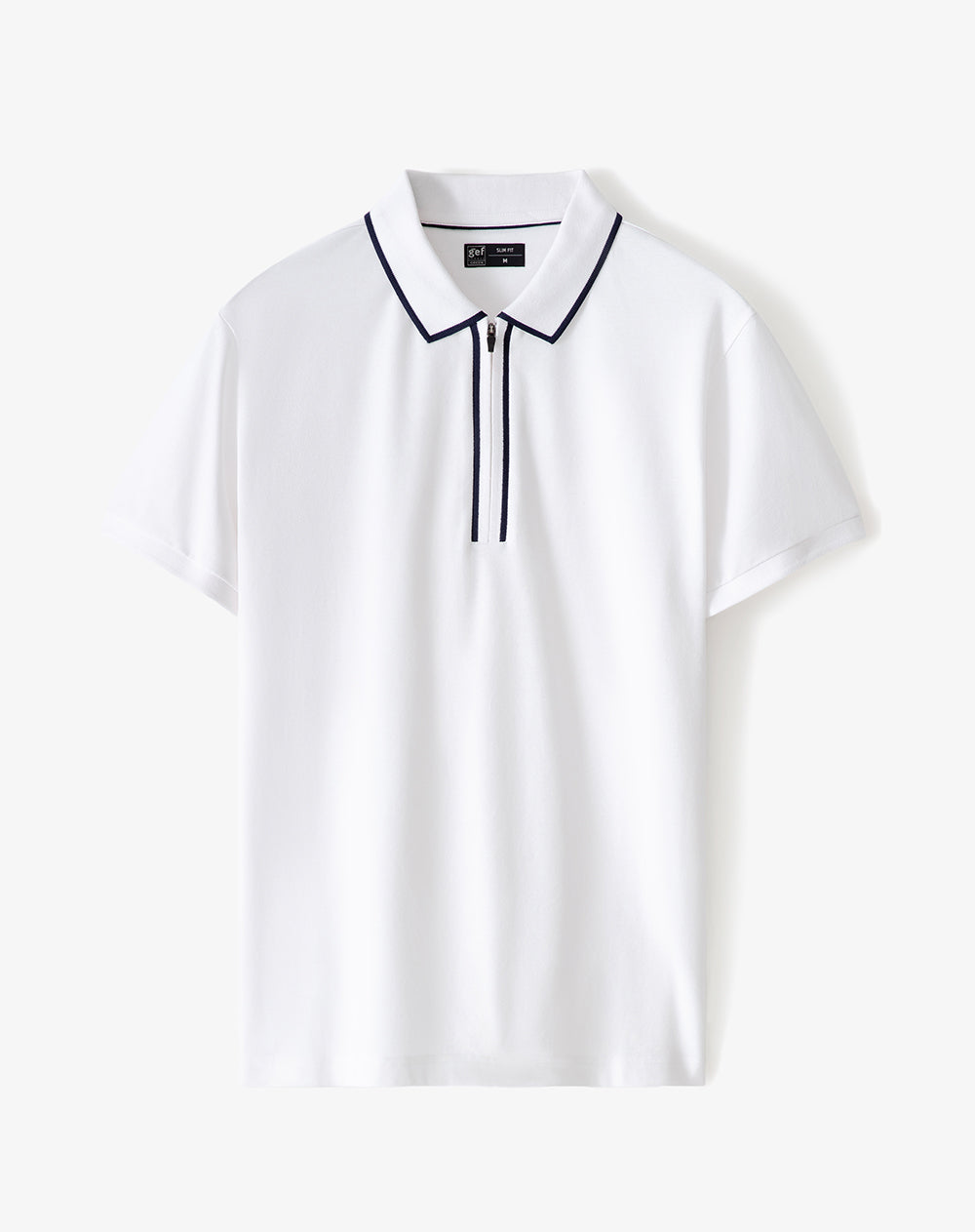 Polo half zip regular blanca hombre