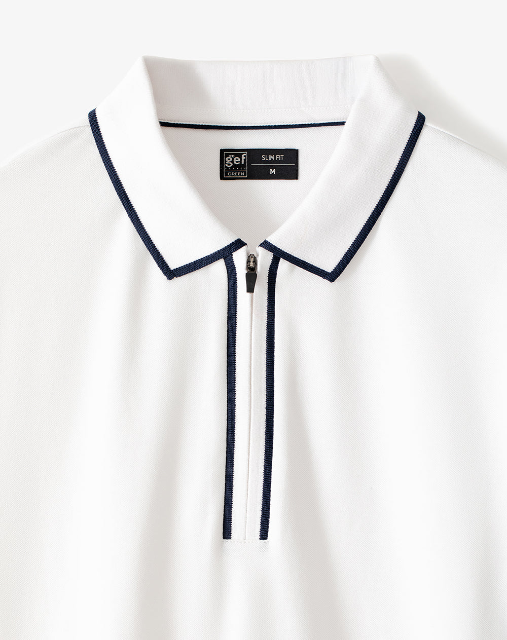 Polo half zip regular blanca hombre