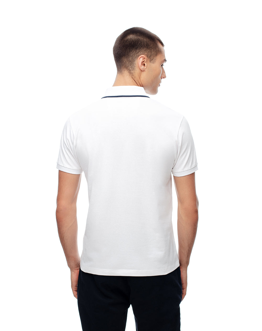 Polo half zip regular blanca hombre
