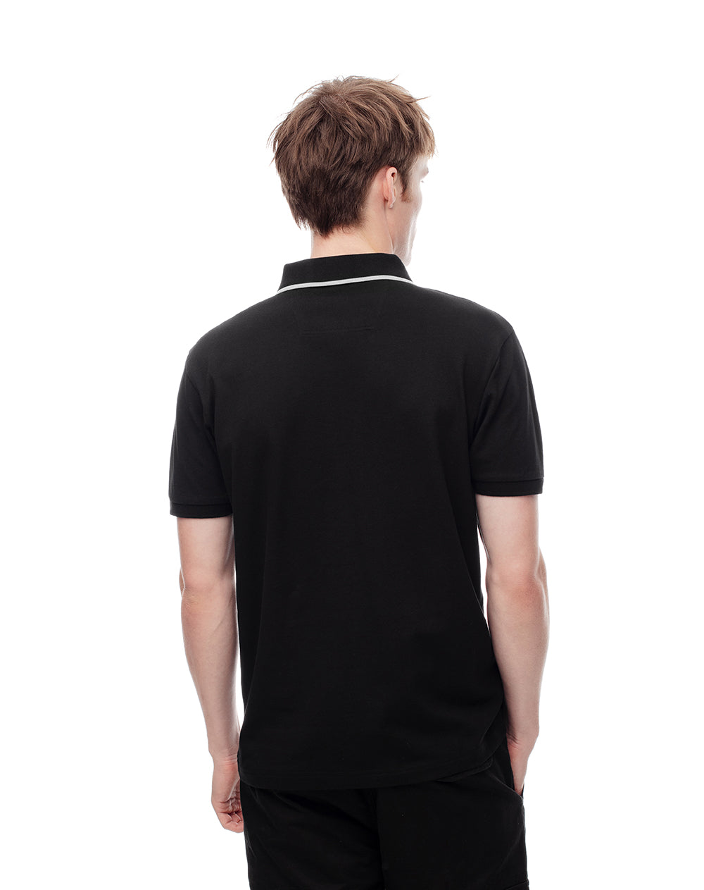 Polo half zip regular negra hombre