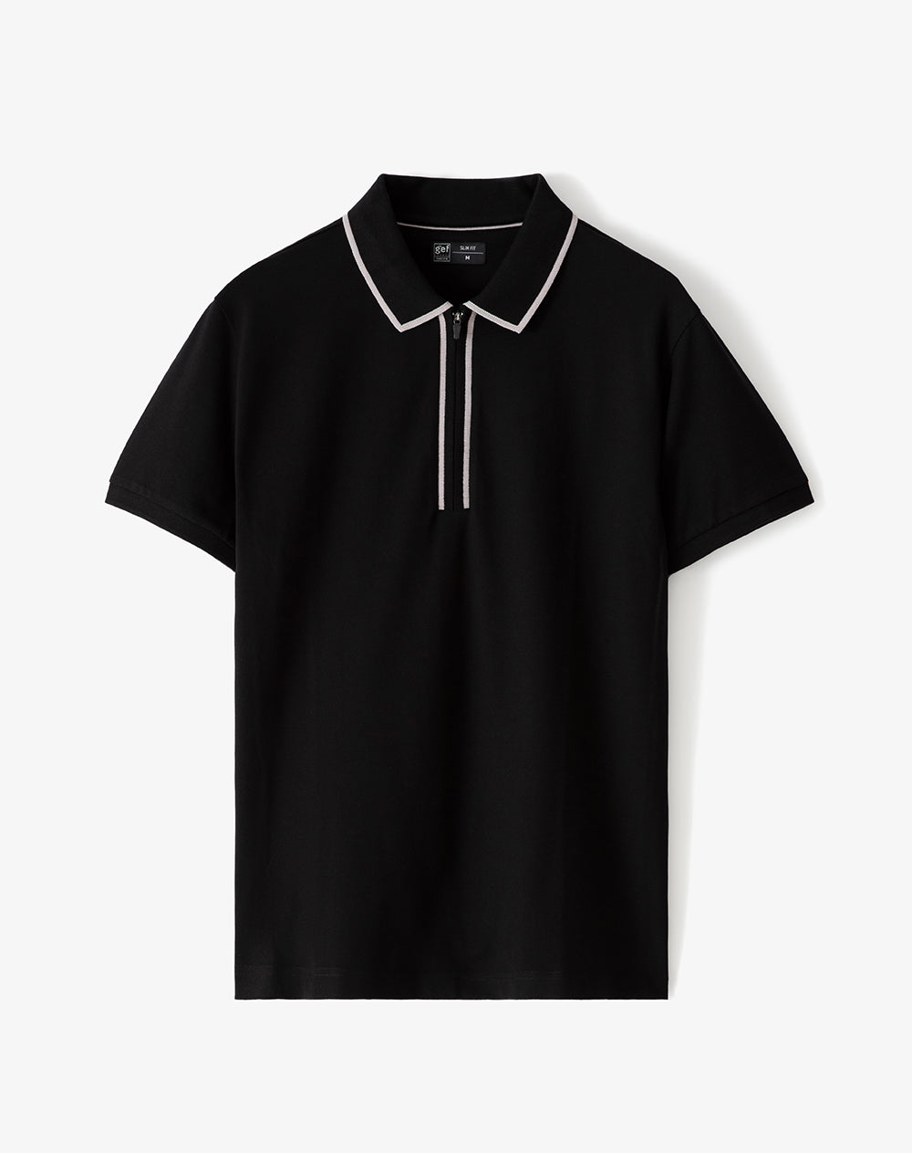 Polo half zip regular negra hombre