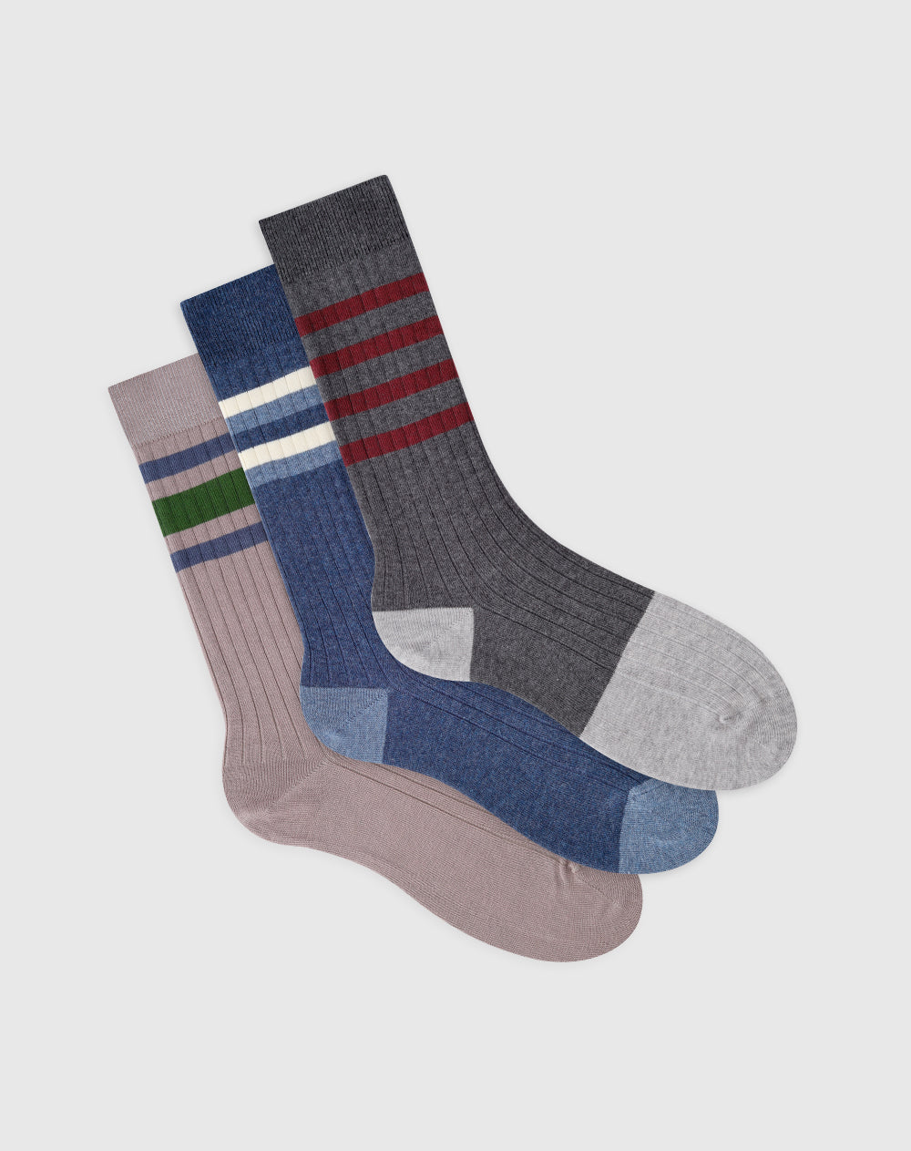 Medias para hombre largas algodón pack x3unds surtidas