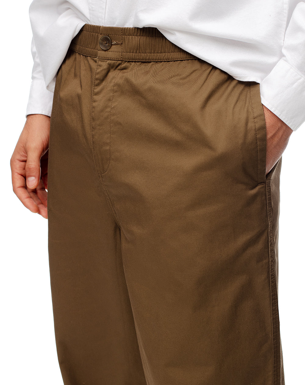 Pantalón recto drill algodón café hombre