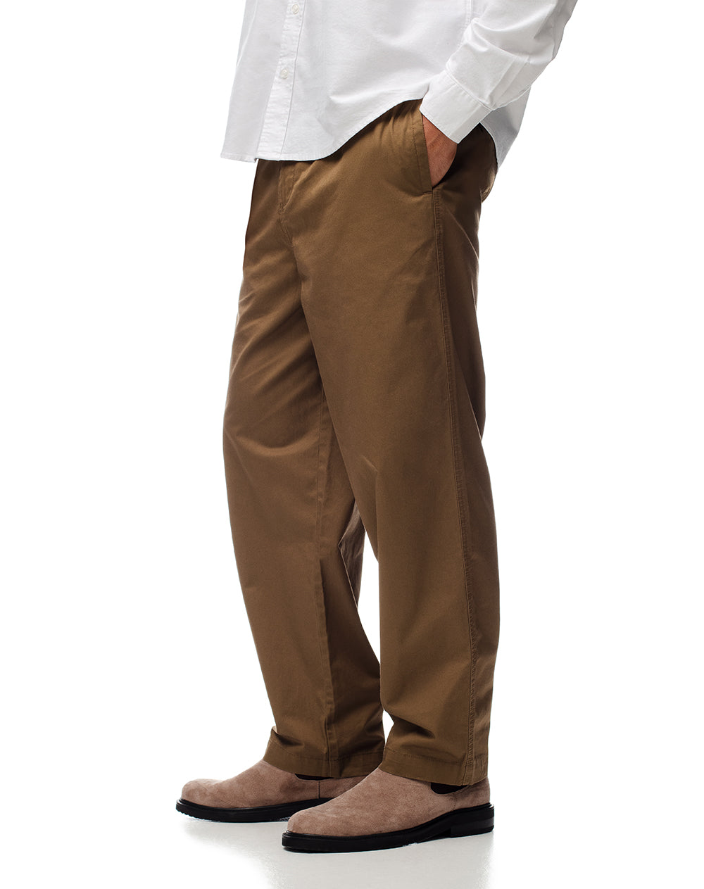 Pantalón recto drill algodón café hombre