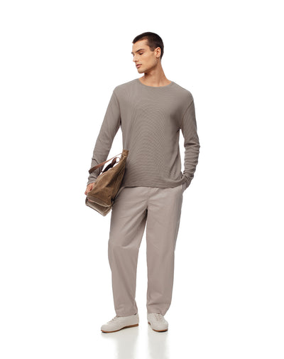 Pantalón recto drill algodón habano hombre