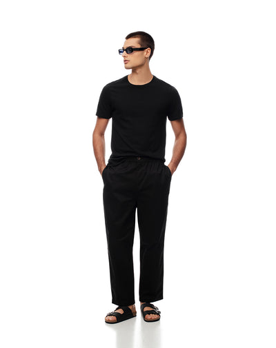 Pantalón recto drill algodón negro hombre