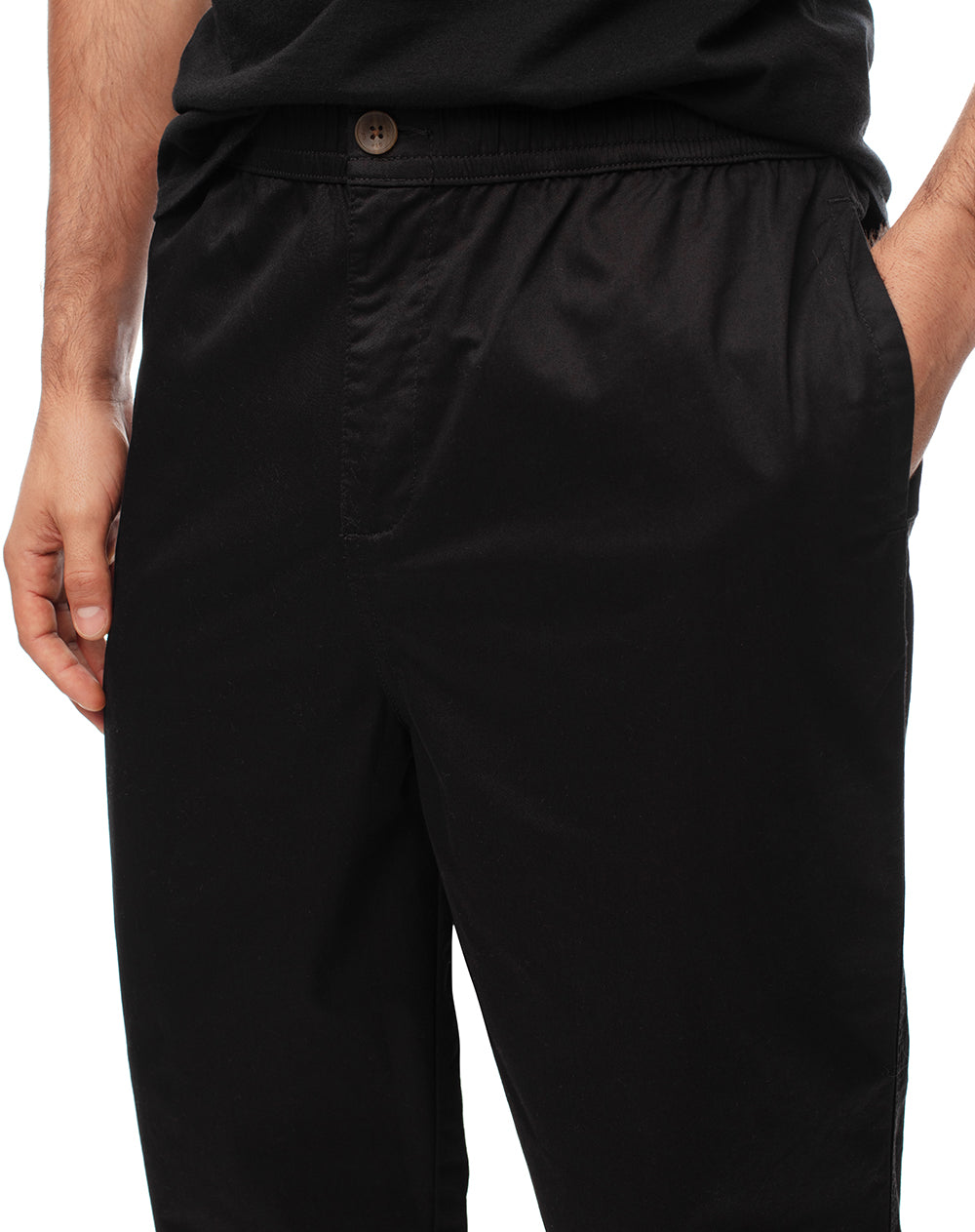 Pantalón recto drill algodón negro hombre