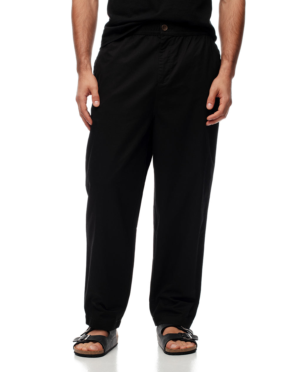 Pantalón recto drill algodón negro hombre