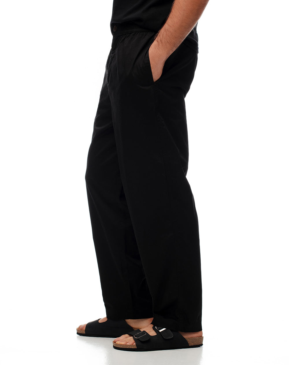 Pantalón recto drill algodón negro hombre