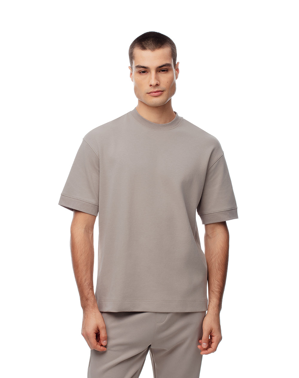 Camiseta oversized fit manga corta taupe